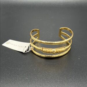 Trina Turk Triple Band Gold-tone Cuff Bracelet 7.5” NEW